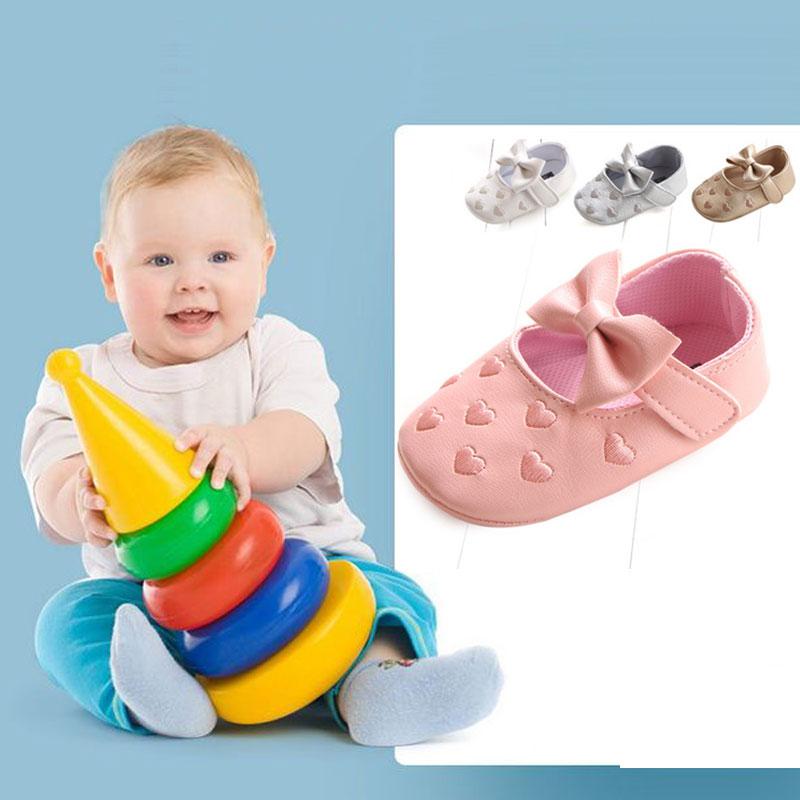 

First Walkers Baby PU Leather Infantil Bow Fringe Heart Pattern Soft Soled Non-slip Footwear Crib Shoes Girl For Borns