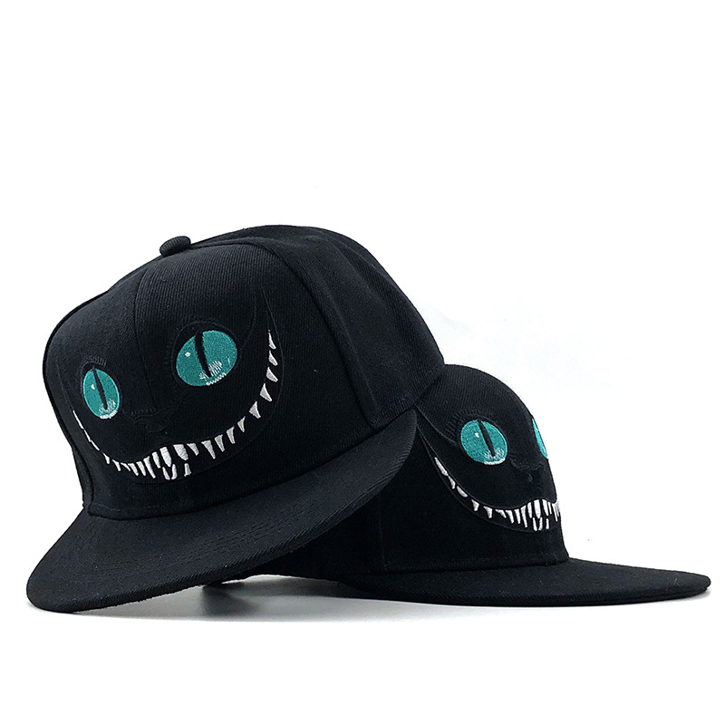 

Alice in Wonderland Cartoon Cheshire Cat Men and Women Flat Brim Baseball Hat Fishing Hip Hop Hat One Piece Dropshipping, Black