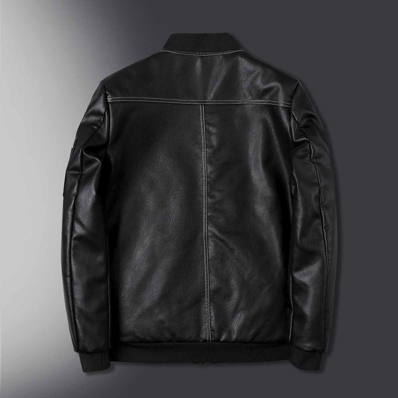 

Men's Jackets Pu Leather Jacket For Men 2021 Fashion Slim Lapel Collar Zipper Pocket Solid Color Plus Size Male Outerwear, Black