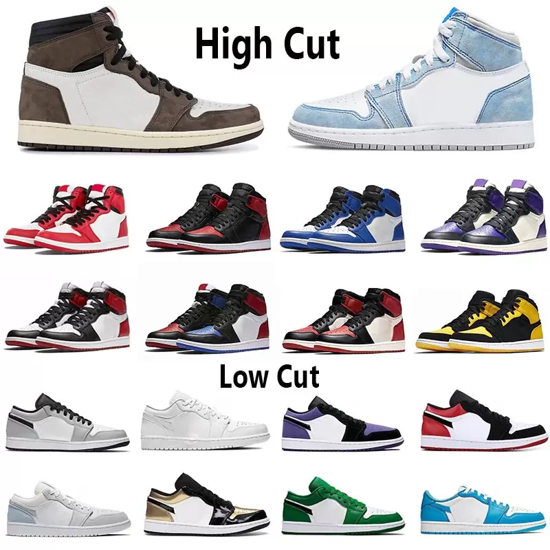 

Jumpman 1 Basketball Shoes Original University Blue High Low Cut X Purple Red Orbit Smoke Grey Bred Gold Designer trainers sneakers Eur 36-46