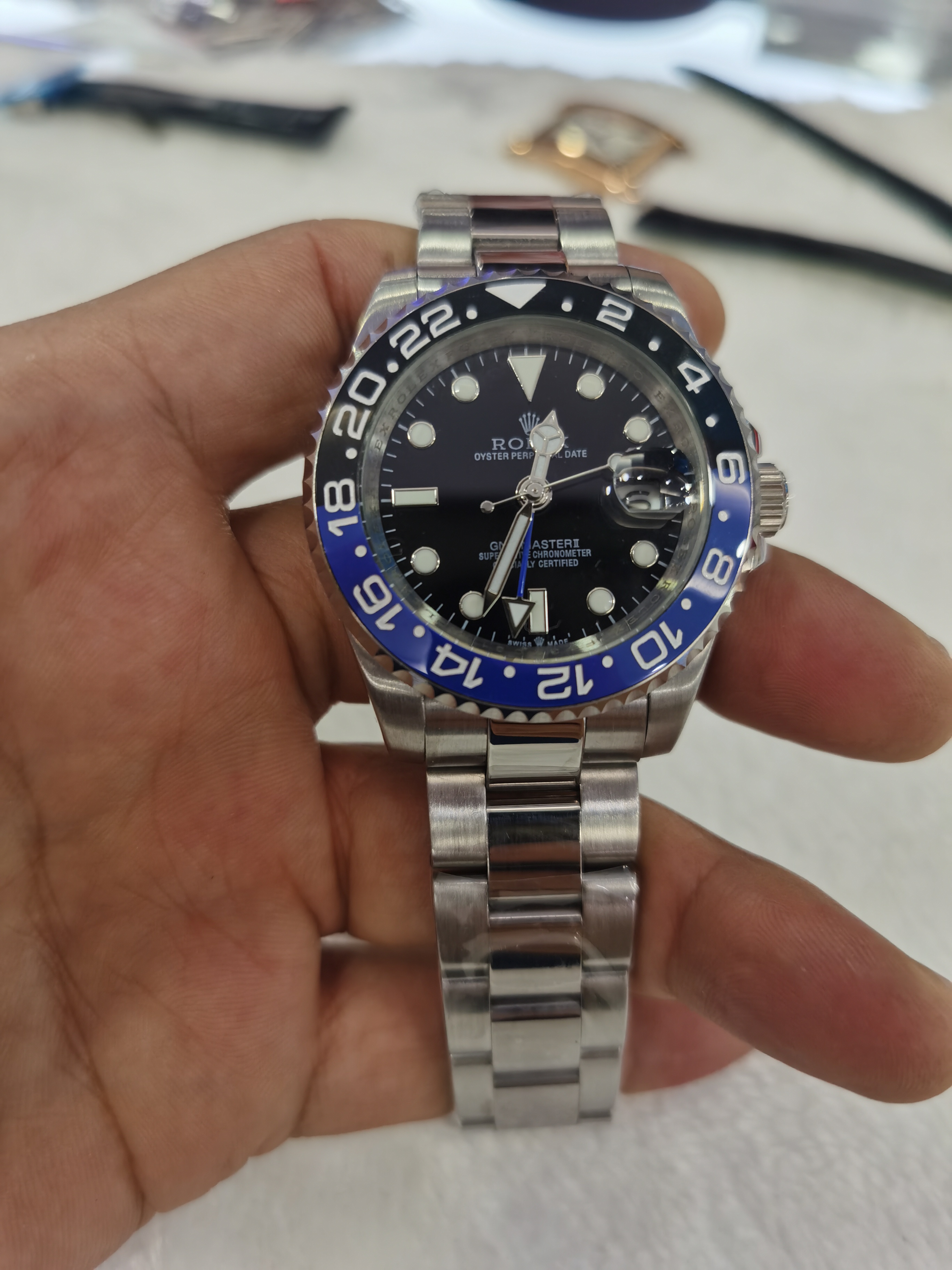 

With Original Box 13 Colors Mens Mechanical Sapphire Glass Watch Men Black blu Ceramic Bezel Superlative Date 116613 Gold Steel Sport Watches 9988, Style 1 original box + watch