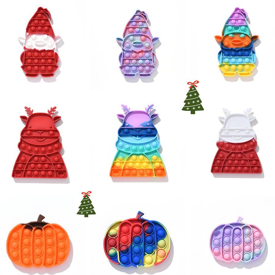 

Fidget Toys Halloween Colorful Tie-dye Pumpkin Push Bubble Fidgets Toy Adult Stress Relief Antistress Popite Soft Squishy Anti-Stress Halloweens Christmas Gift