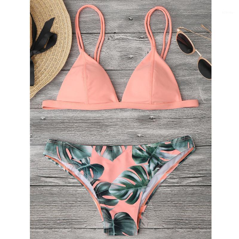 

Women' Swimwear Bikinis Women 2021 Print Push-Up Padded Bra Beach Bikini Set Swimsuit Beachwear Tankini Biquini, Black