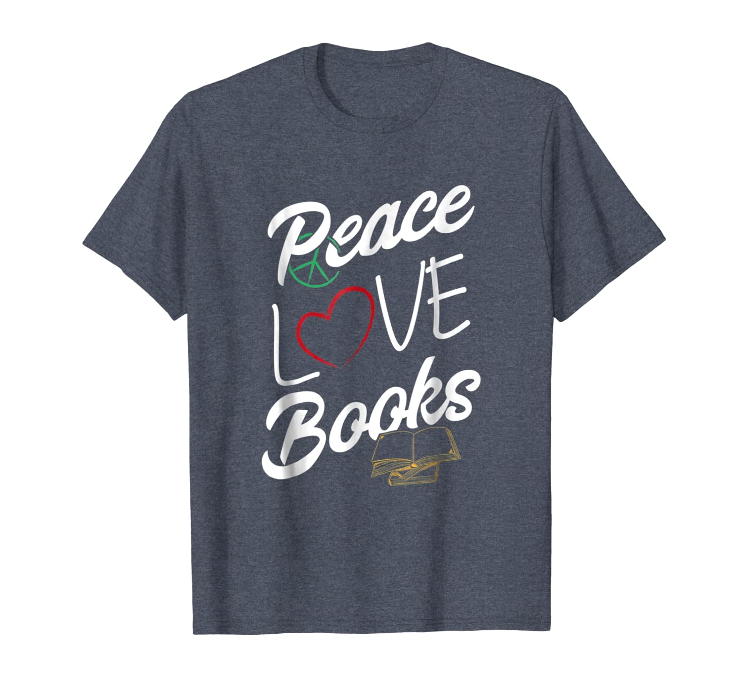 

peace love books t-shirt geeky nerd cute reading lover tee, White;black
