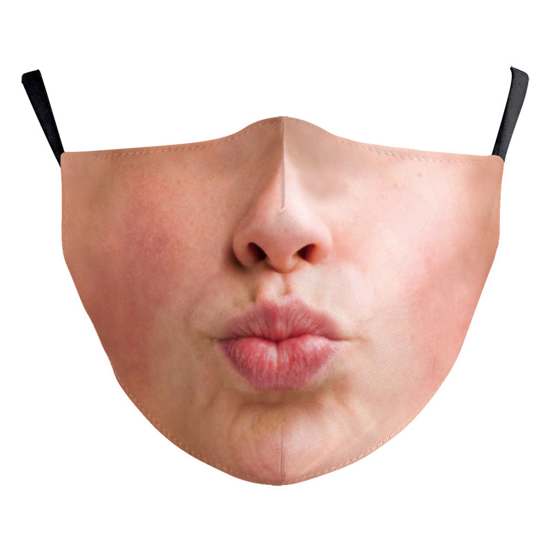 

lips design pattern printed masks (no filter) pack of 5 pieces comfortable hygiene reusable washable effective filtering dust