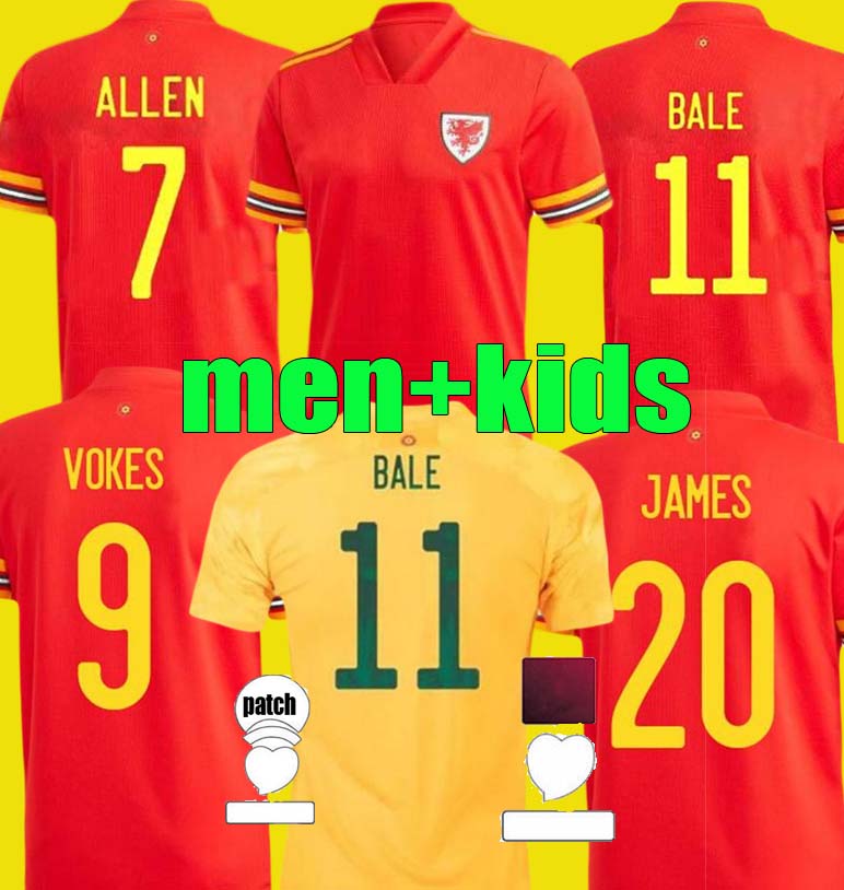 

2021 2022 wales BALE soccer jerseys National Team 21 22 JAMES RAMSEY ALLEN wilson VOKES Men kids kit maillot de football shirts Uniform, Black