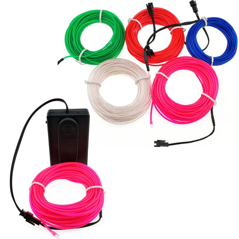 

Strips 3M/5M Flexible Neon Light Glow EL Wire Rope Tape Cable Strip LED Lights Shoes Clothing Car Decor Waterproof