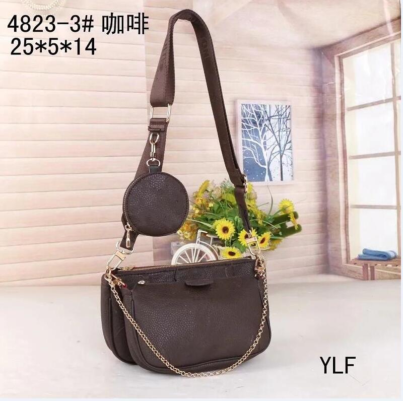 

Selling Women Favorite Day Packs 3pcs Leather Handbags Multi Accessories Purses Brown Flower Mini Pochette Cross body Bag Shoulder Bags BLACK blue pink red 4823-3