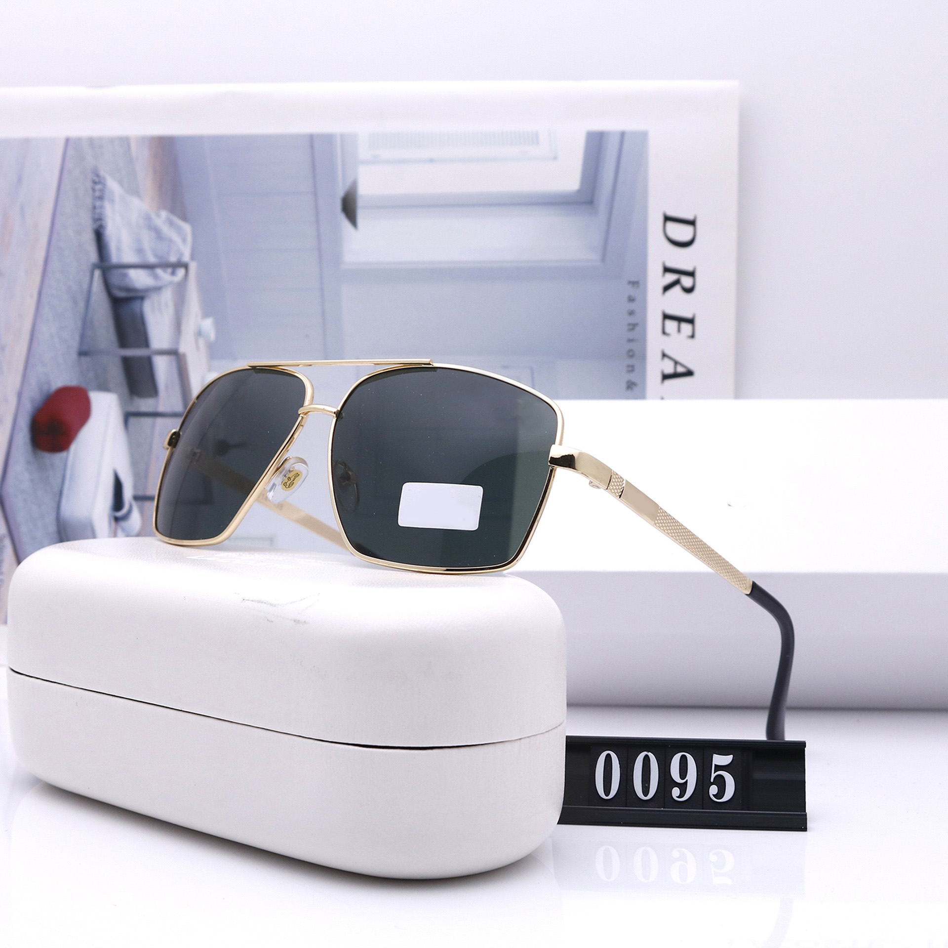 

Polarized Luxury Mens Designer Sunglasses Rimless Gold Plated Square Frame Brand Sun Glasses Fashion Eyewear With Case eyeglasses for man, White;black