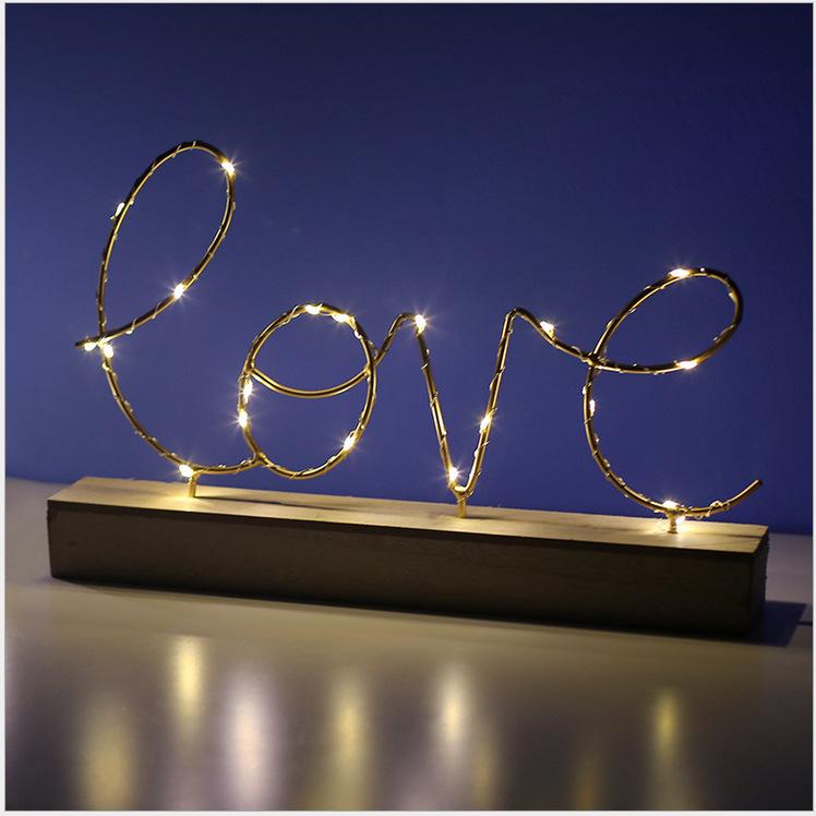 

Decorative Objects & Figurines Simple Creative Letter Winding Night Light Romantic Home Handmade Wood Decoration Ornaments Decore