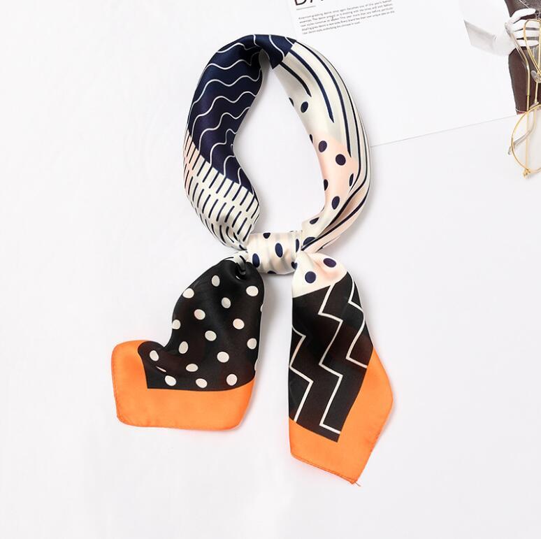 

Scarves Yishine 2021 70x70cm Dots Stripes Print Square Scarf Women Bandana Hairband Lady Head Wraps Female Shawl Neckerchief