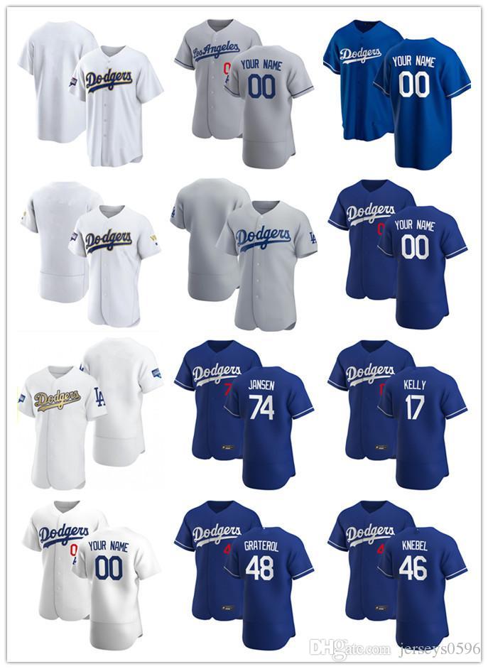 

2021 gold program Custom Mens women 46 Corey Knebel 74 Kenley Jansen 17 Joe Kelly 48 Brusdar Graterol Baseball Jerseys, Blue;black