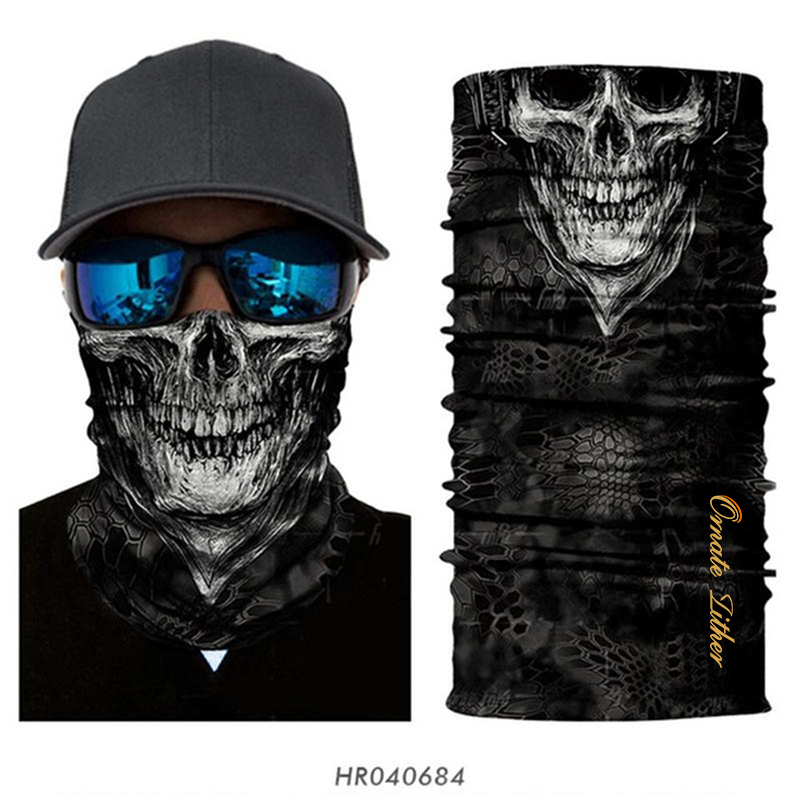 

3D Cycling Bandanas Mascarillas Skull Masks Camouflage Headband Motorcycle Face Mask Ghost Neck Gaiter Scarf Bandana Men Women