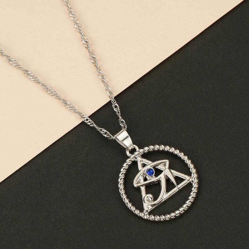 

Pendant Necklaces Korean Version Of Retro Geometric Eye Necklace Unisex Punk Hip Hop Rock Fashion Street Shooting Banquet Gift Accessories, Silver