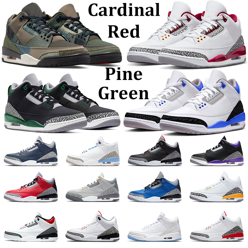 

Cardinal 3s Red Men Basketball Shoes 3 Jumpman Pine Green Racer Blue Cement Midnight Navy Court Purple Pure White Cool Grey Mens Trainers, Tinker
