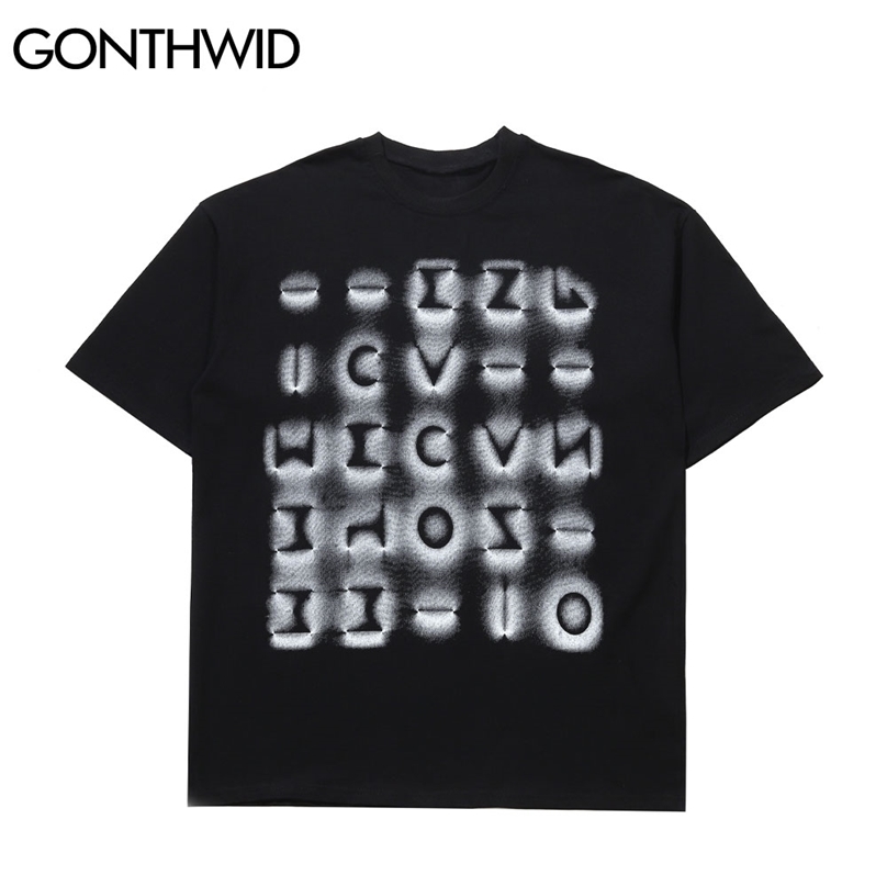 

Oversized Tees Shirts Hip Hop Creative Punk Rock Gothic Tshirts Streetwear Fashion Harajuku Casual Cotton Loose Tops 210602, Black
