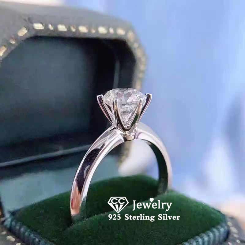 

Wedding Rings For Women 1.25ct 6 Cubic Zirconia Bridal Engagement Propose Ring Ladies Trendy Jewelry Accessories 633, Slivery;golden