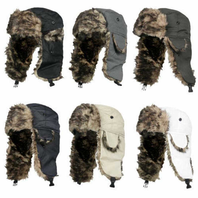 

Trapper Adult Warm Ski Aviator Bomber Hat Fur Men Winter Earflap Trooper, Blue;gray