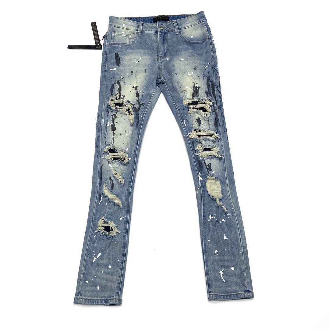 

A star jeans miri Second hair 2021 blue di/ond one knee hole slim little foot fashion