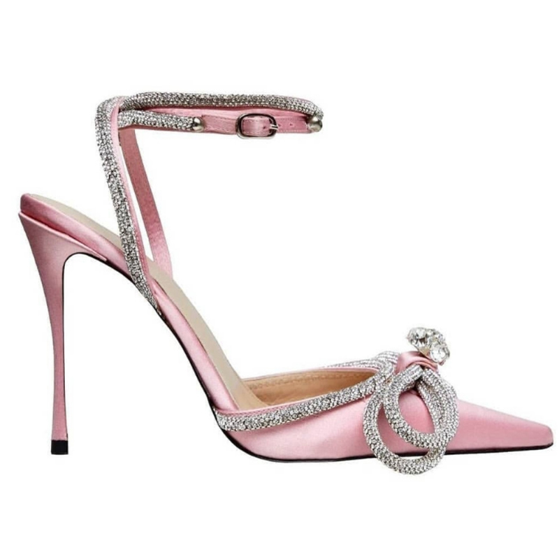 

Lady's sandals strappy sandals heels bridal sandal heel Ribbon Crystal Bow decoration, the ultimate luxury, 6.5cm and 9.5cm. Diamond bandage shoes silver white coolors, Black