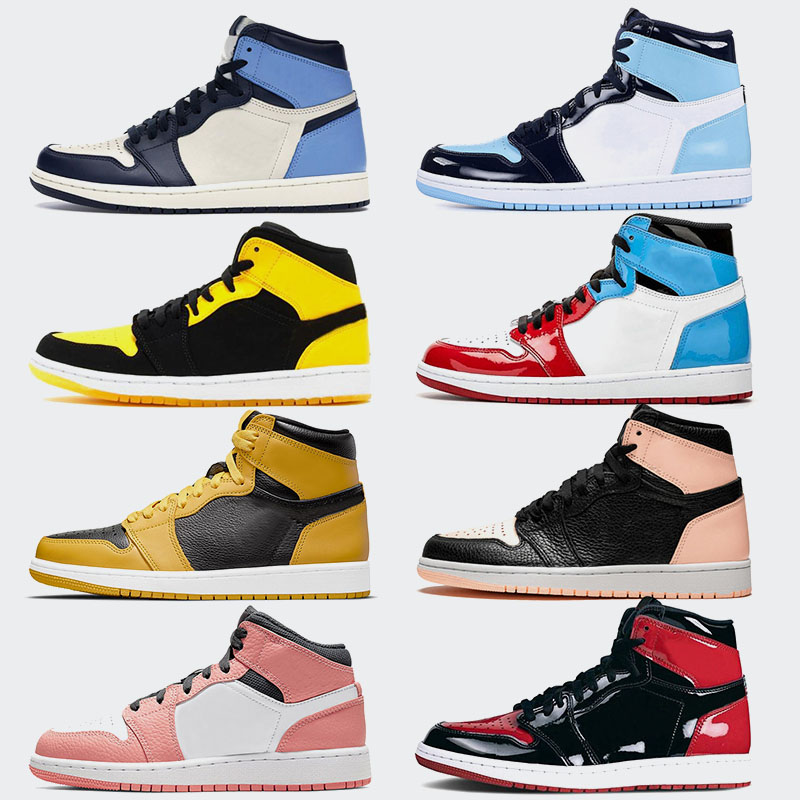 

Top Quality Jumpmen Shoes 1 1s Designer University Blue Basketball Shoes Yellow Atomic Orange Obsidian Court Purple Striple White Pink Royal Toe Mid Cut Sport Shoes, Grey40-46 bordeaux
