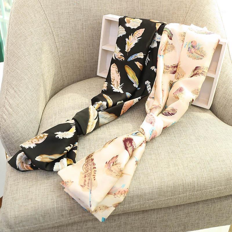 

Scarves Fashion Women Print Satin Silk Scarf Chiffon Double Layer Ladies Retro Head Neck, Blue;gray