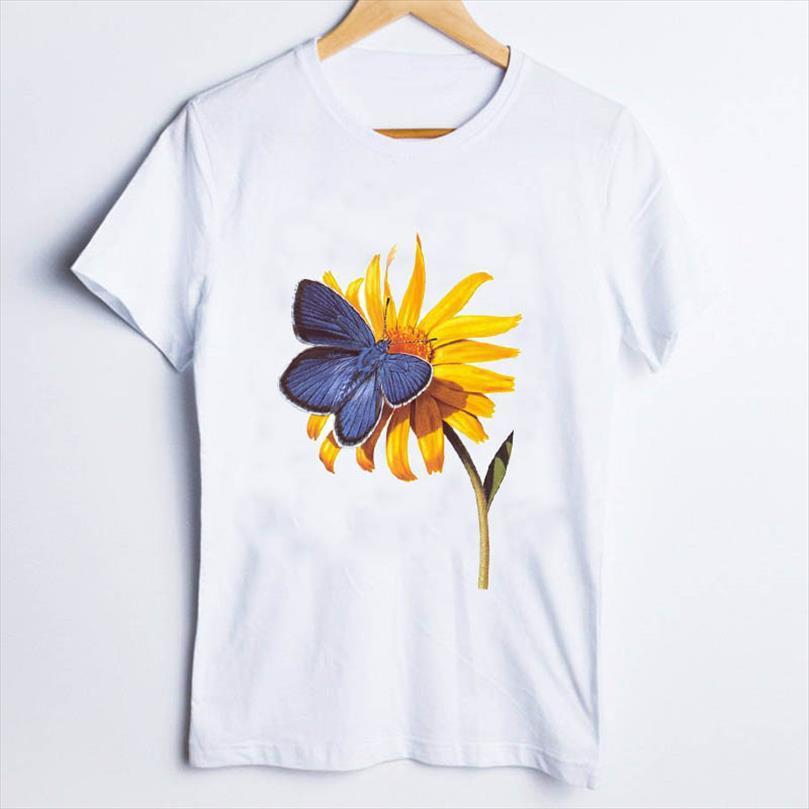 

tees and women print butterfly mens t shirt sunflower 90s printing short sleeve trend ladies clothes lady clothing female, White;black