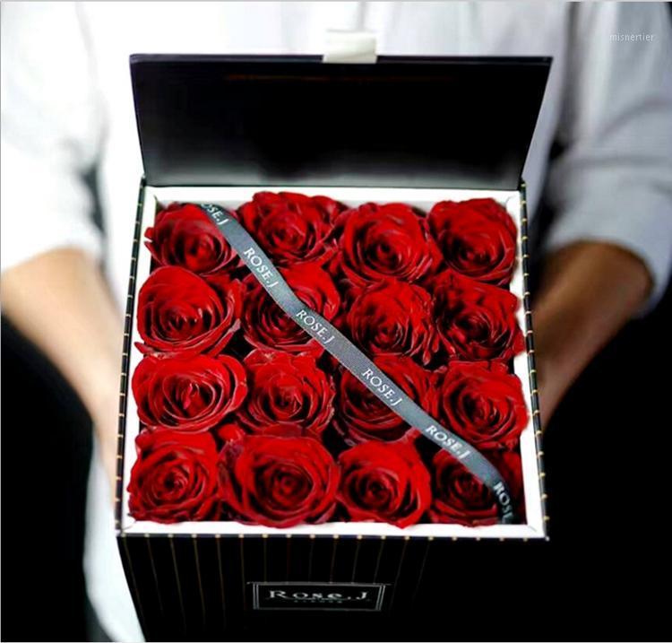

Gift Wrap Square Flower Box Florist Packing With Lid Weeding Party Gifts For Guests Bouquet Package 25*25*15CM
