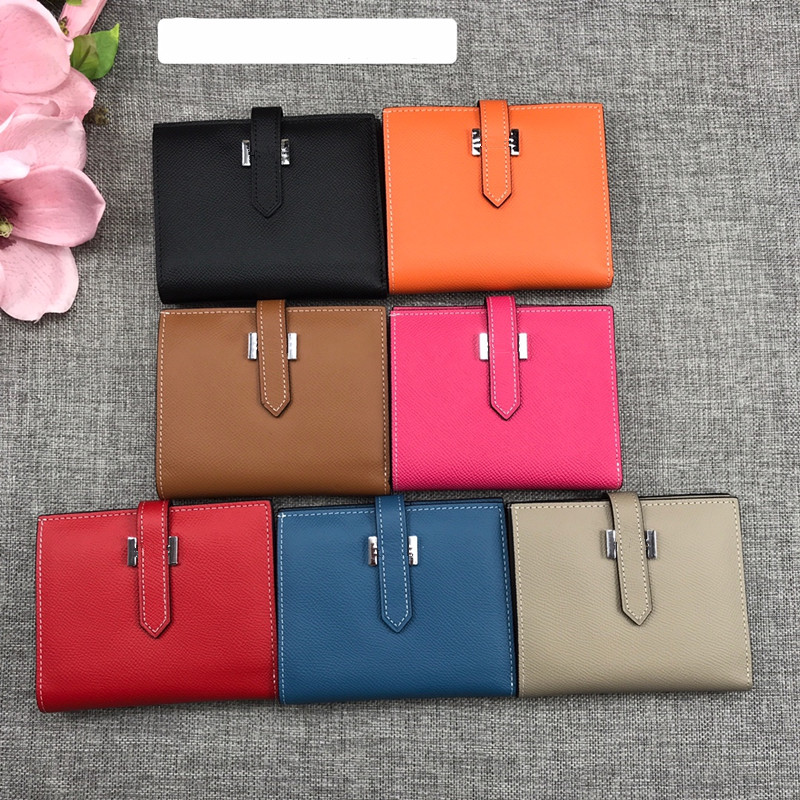 

Top quality espom Short Wallets Whole Leather Women Card holders Purse Bags fashion Cowskin Genuine leather come with box Small Bag 5120, Red