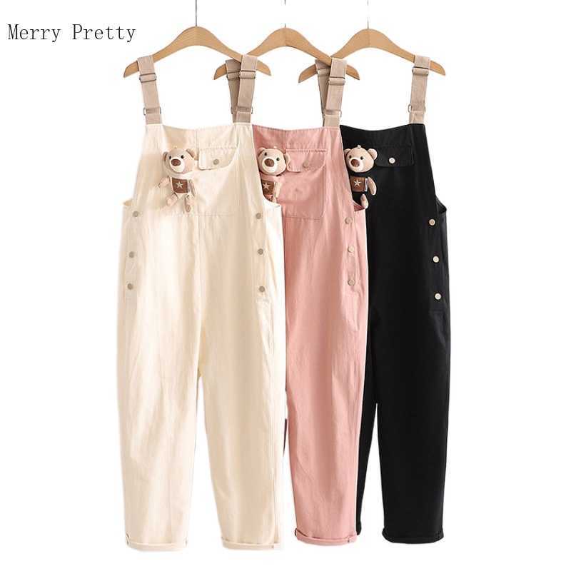 

Cartoon Cows Appliques Kawaii Women Overalls Trousers Summer Straight Pocket Sweet Style Ladies Cute Jumpsuits Pants 210526, Black