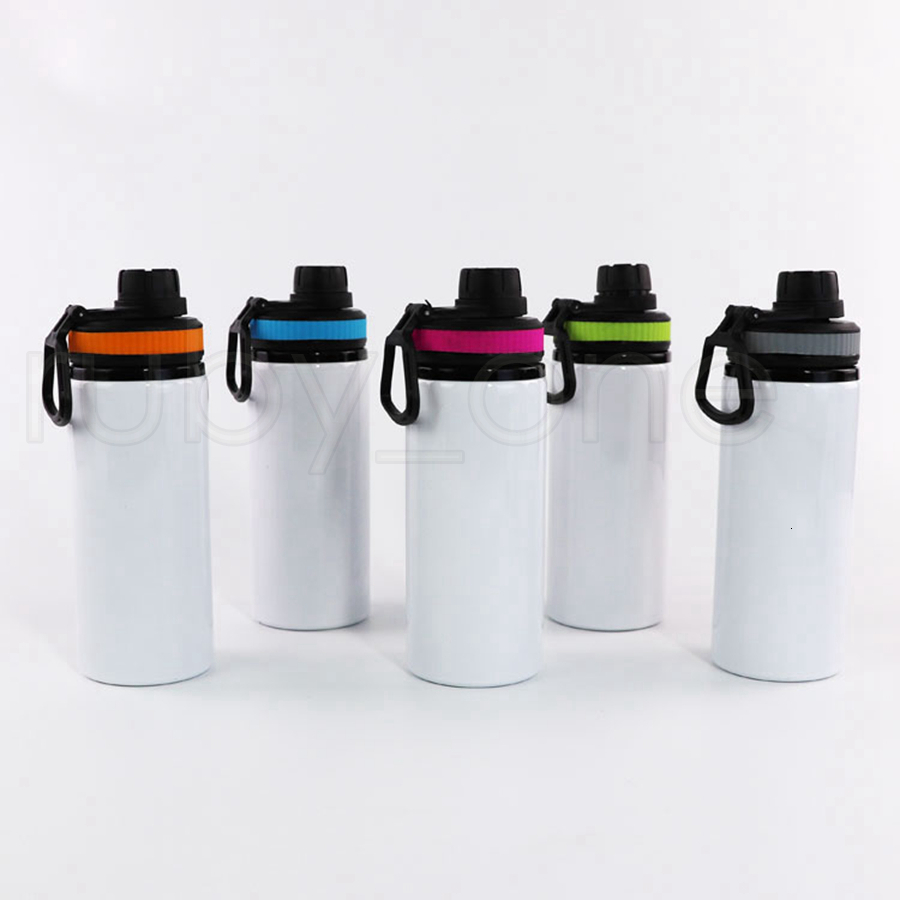 

Sublimation Aluminum Blanks Water Bottles 600ML Heat Resistant Kettle Tumbles Sports White Cover Cups With Handle Sea Shipping RRC6848