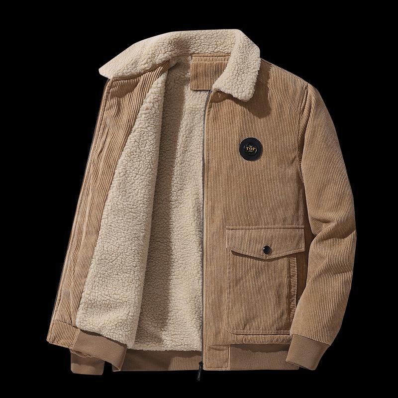 

Men's Jackets Men 2021 Winter Fleece Warm Thick Fashion Fur Collar Corduroy Coat Autumn Outwear Military Casual Jacket, Black;brown