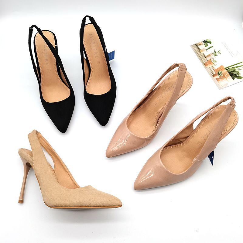 

Pointed Heel Sandals Velvet Shoes Large Size Shallow Mouth Suit Female Beige 2021 Women's Suede Big High Black Stiletto Closed C Dress