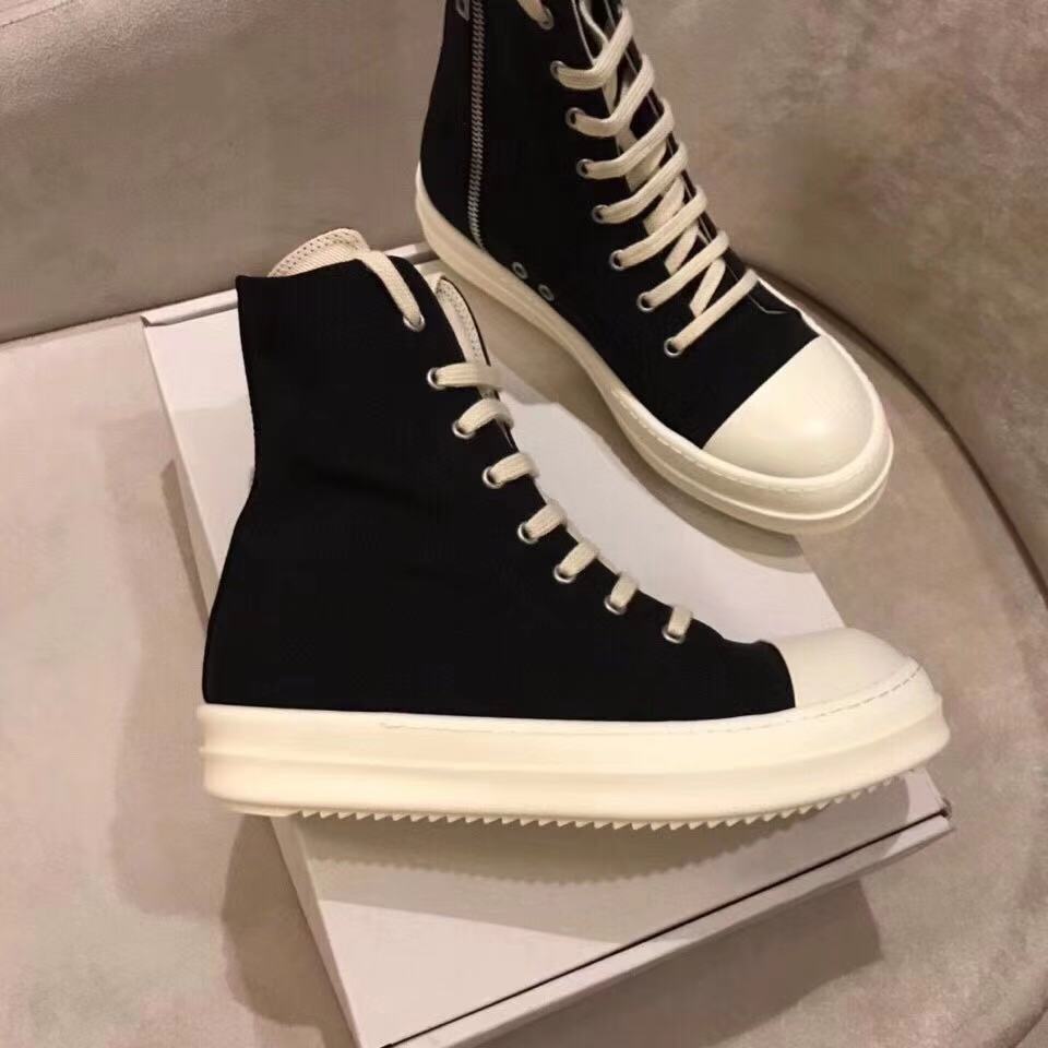 

fashionable black short ladies ankle boot round toe canvas thick bottom zipper lace-up designer martin boots for men and women shoes