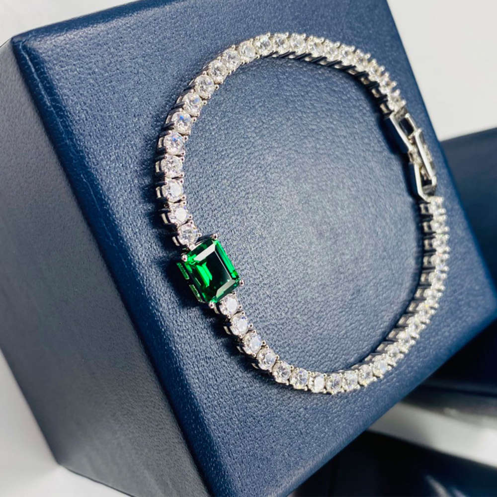 

HBP Natural emerald bracelet women's S925 Sterling Silver Bracelet high carbon Diamond