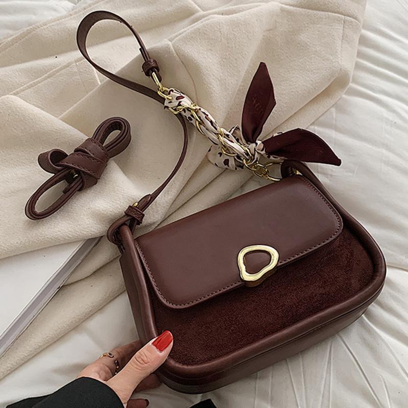

Evening Bags Ribbon Design Small PU Leather Flap Crossbody For Women 2021 Winter Lady Trending Shoulder Handbags And Purses