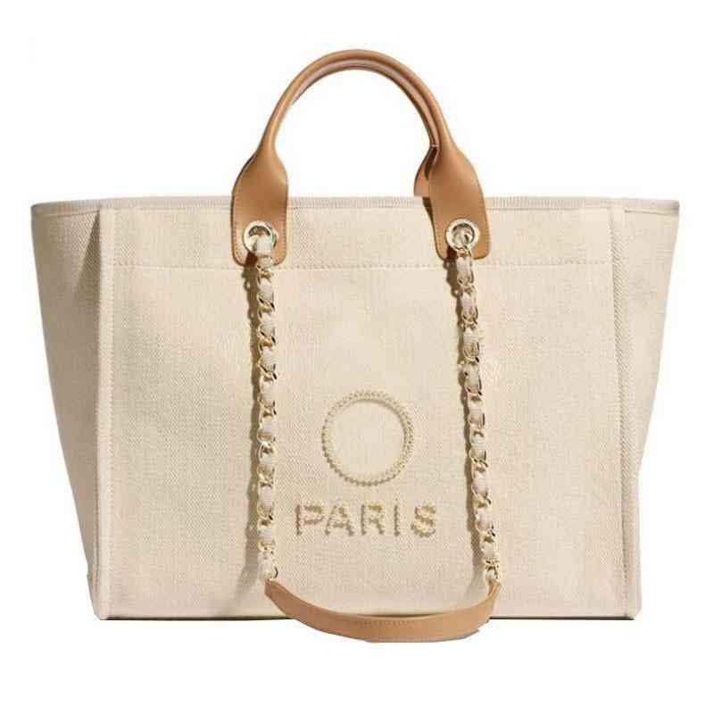

Large Capacity Shopping Bag Luxury Designer Women Handbag Tote Messenger Bolsa Feminina High Quality Models Shoulder Bag Gifts, Beige