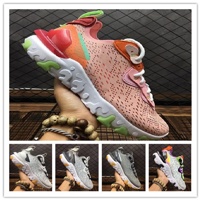 

React Vision Mens Running Shoes D/MS/X White Iridescent Particle Grey Black Photon Dust Iron Barely Volt Laser Crimson breathable woman man, White;red