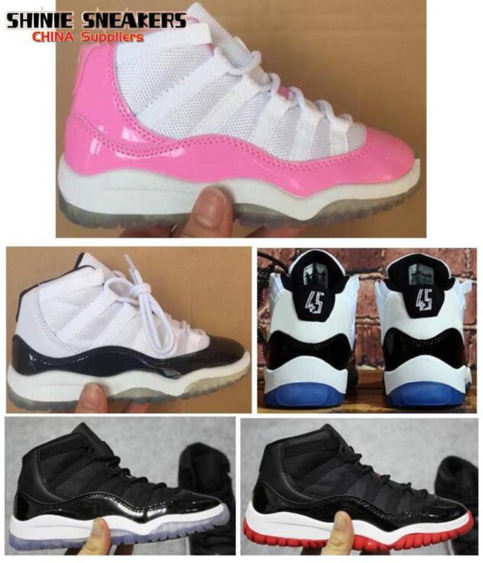 

Children Kids 11 11s White And Pink Concord Bred Legend Blue Basketball Shoes Space Jam Midnight Navy Boys Girls Sports Sneakers, Metallic silver