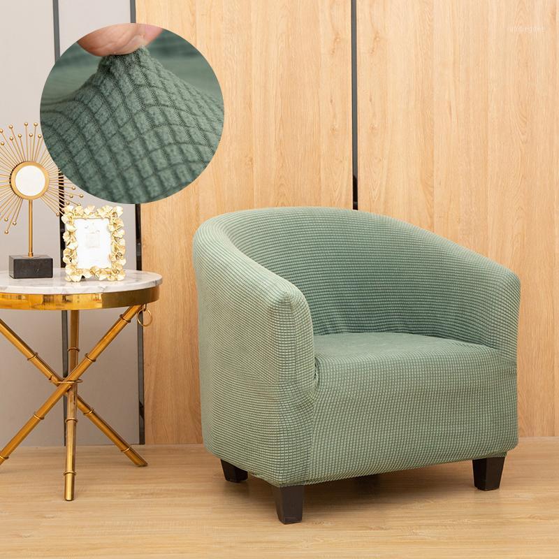 

Plush Club Chair Cover Jacquard Solid Small Sofa Skins Protector Single Seat Arm Slipcovers For Cafe Restaurant Covers