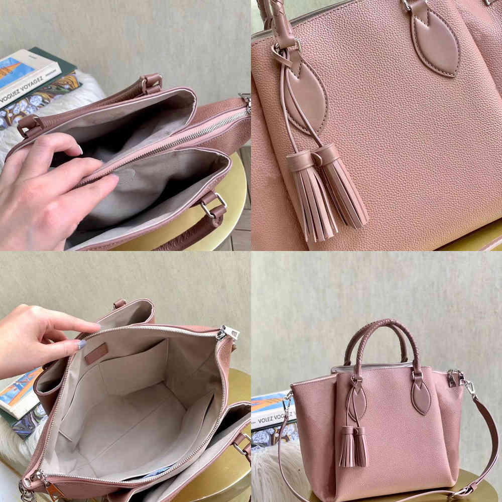 

M55029 Haumea Handbags Ladies Mahlna Zipper Bag Real Leather Bags Tassels M55030 M55031, Grey