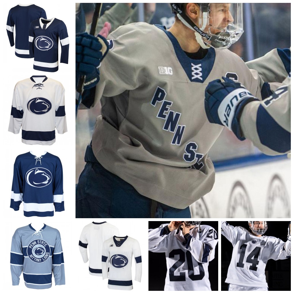 

Custom Penn State Nittany Lions Hockey Jersey 9 Alex Limoges 10 Brandon Biro Oskar Autio Tim Doherty Kevin Wall Any Name Number Stitched