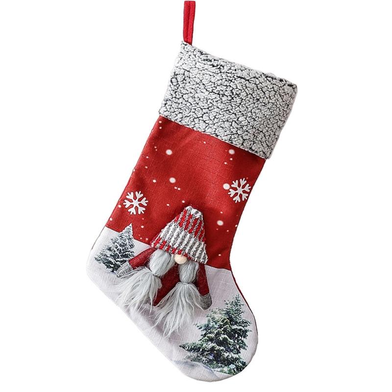 

Christmas Decorations K3NA Stockings Big Xmas Stocking Decoration 18" 3D Plush Swedish Gnome For Home Holiday Decor