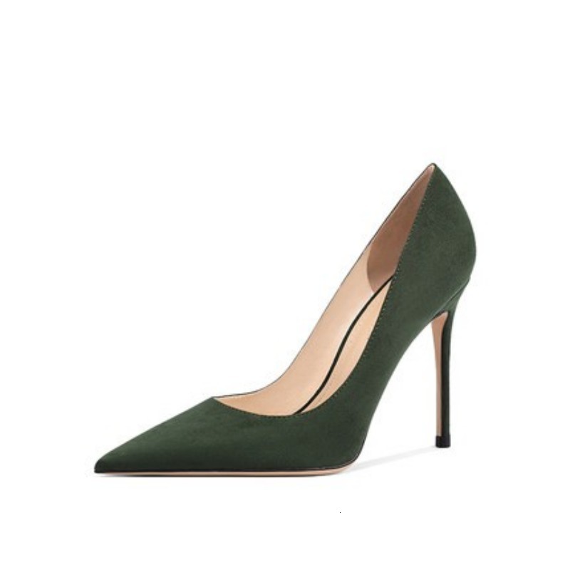 

Sandals Design sapatos femininos bombas verde escuro rebanho apontado toe plataforma 10cm fino salto alto de festa das senhoras vestido ZC7T, 1# shoe box
