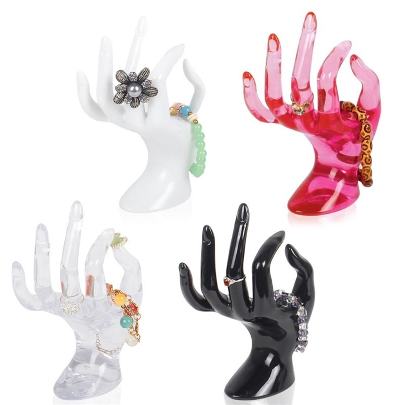 

Jewelry Organizer Mannequin Ok Hand Finger Glove Ring Bracelet Bangle Jewelry Display Stand Holder joyero organizador 4 colors 211110