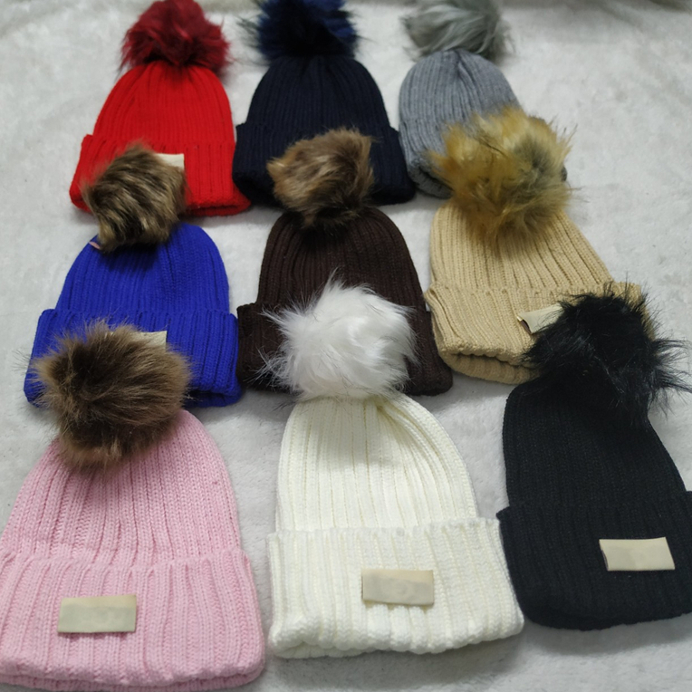 

High Quality Pom Poms Cap Winter Warm Woolen Hat Designer Knitted Women Hats Brand Fashion Beanies 9 Color, Mixed batch