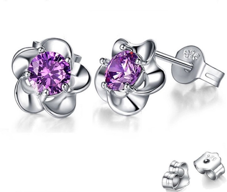 

Stud Earring for Women 30% 925 Silver Plated Flower CZ Zircon Crystal Ear Piercing Earrings brincos Wedding Party Gifts
