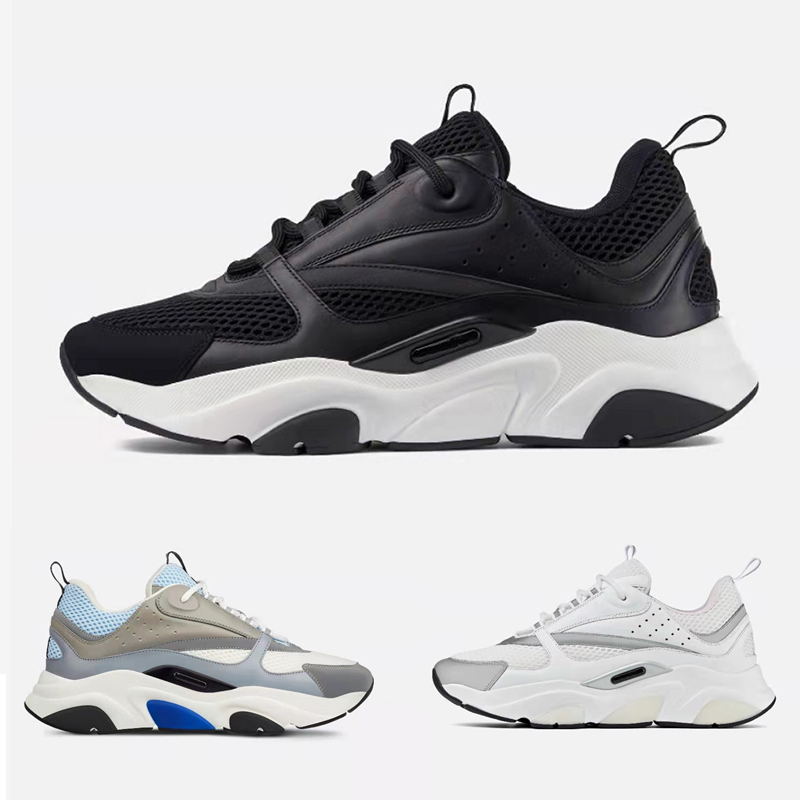 

2022 Designer B22 Shoes Calfskin Technical Knit Sneakers Men Women Trainers White Leather Sneaker Blue Gray Platform Shoe Size 36-46, Black
