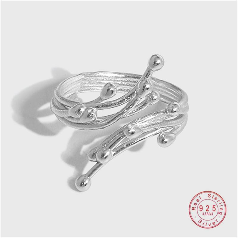 

Cluster Rings HI MAN Korean Simple Flowing Texture S925 Sterling Silver Open Ring Women Fashion Personality Party Jewelry Accessories, Golden;silver