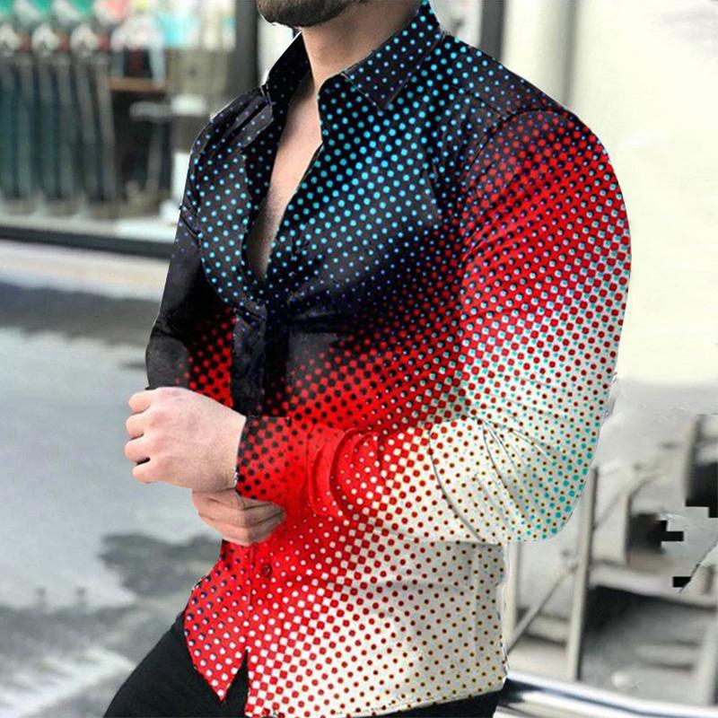 

Men's Casual Shirts Men Fashion Turn-down Collar Buttoned Shirt Digital Printing Long Sleeve Tops 2021 Spring Autumn Streetwear, 05 print